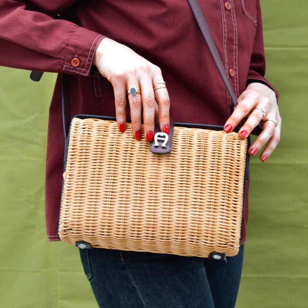 Vintage Etienne Aigner woven basket purse